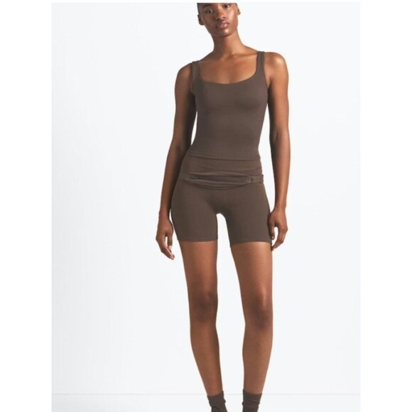 SKIMS Tops - NEW NikeSKIMS Matte Square Neck Tank Top Small Dark Sepia Brown NWT Nike SKIMS